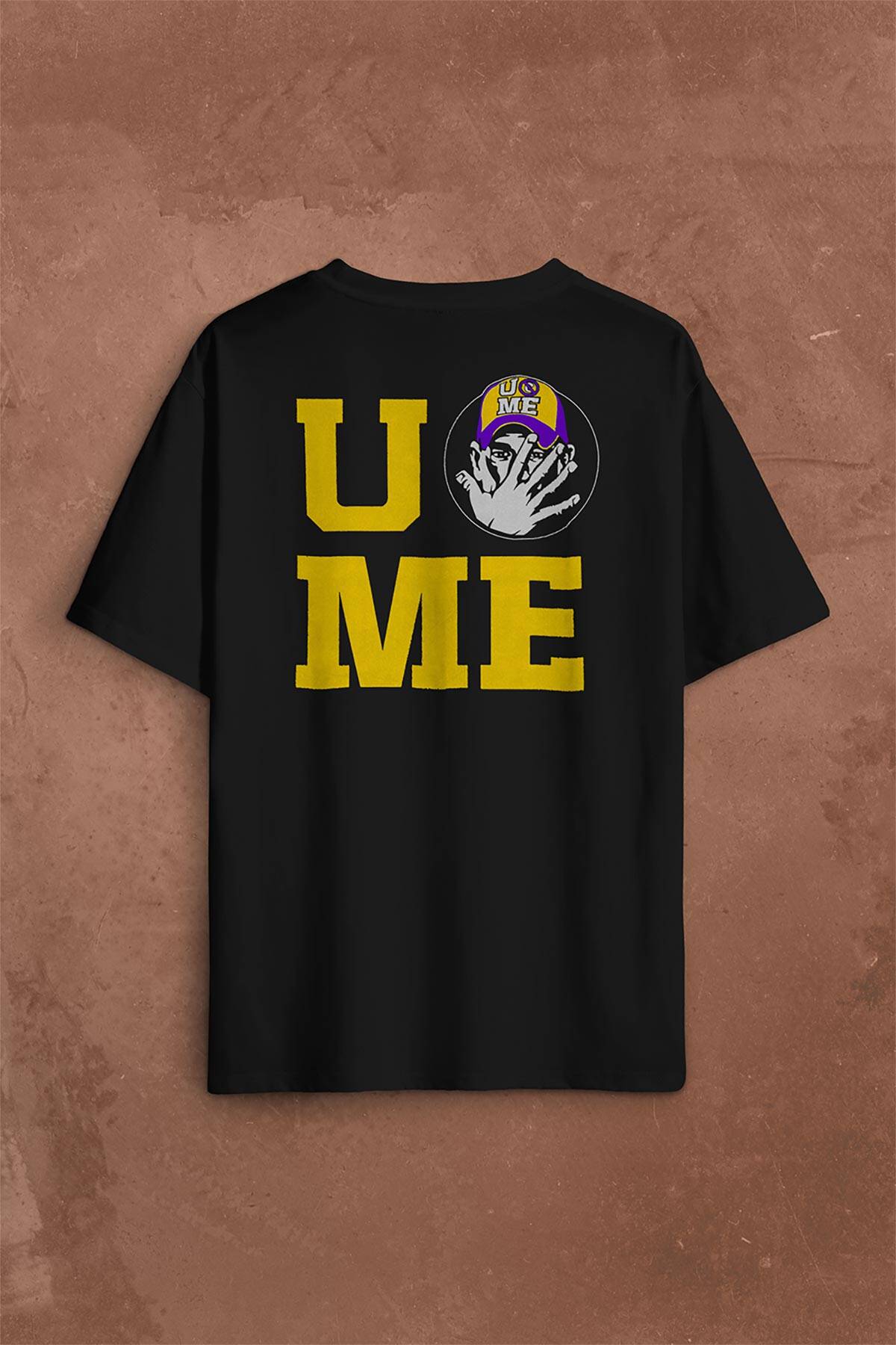 John Cena You Me Never Give Up Cenation Asla Pes Etme Sırt Ön Baskılı Oversize Tişört Unisex T-Shirt OVR12S1386 (1)