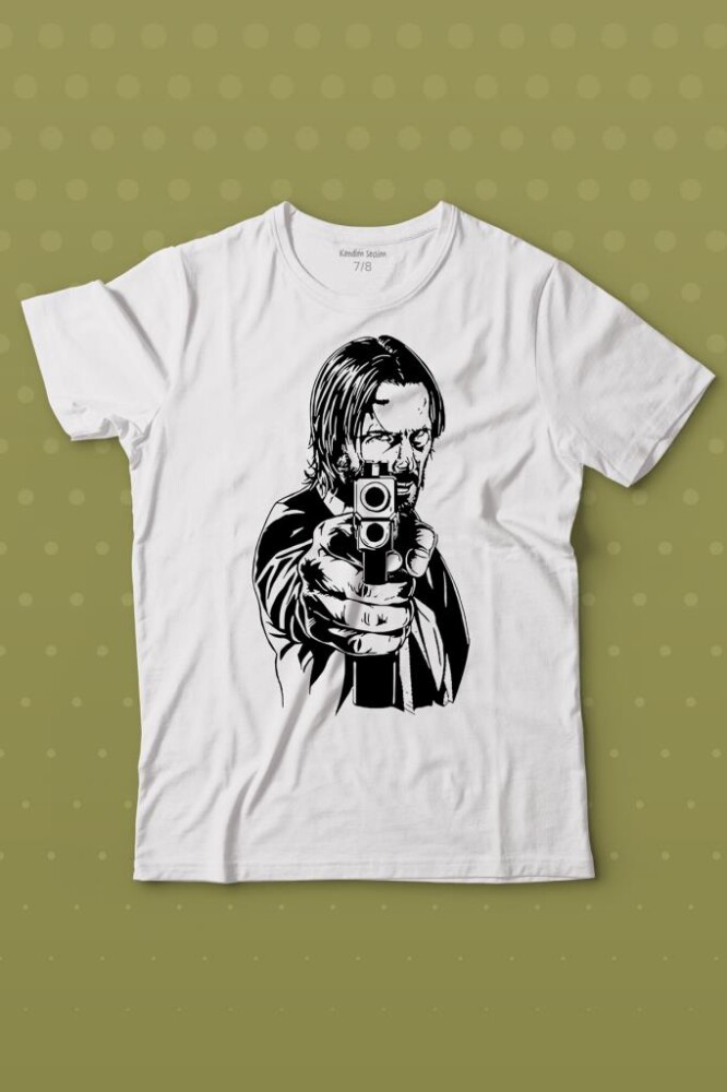John Wick Keanu Reeves Aktör Dizi Film Matrix Silah Baskılı Tişört Çocuk T-shirt - 1