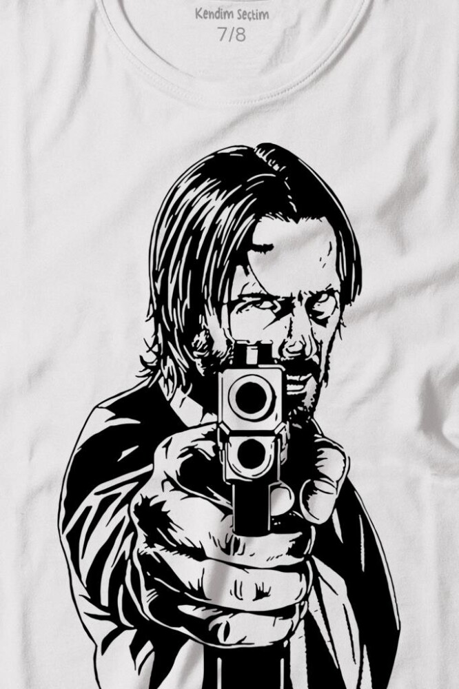 John Wick Keanu Reeves Aktör Dizi Film Matrix Silah Baskılı Tişört Çocuk T-shirt - 2