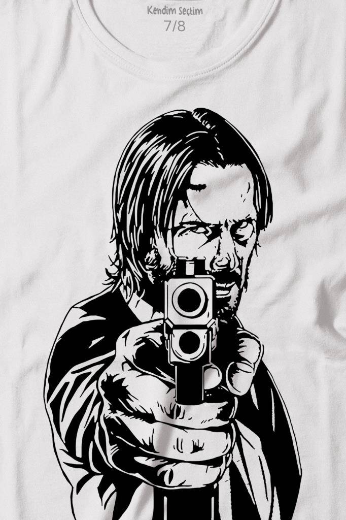 John Wick Keanu Reeves Aktör Dizi Film Matrix Silah Baskılı Tişört Çocuk T-shirt - 2