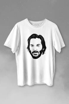 John Wick Keanu Reeves Charles Portre Silüeti Baskılı Tişört Unisex T-shirt - 1
