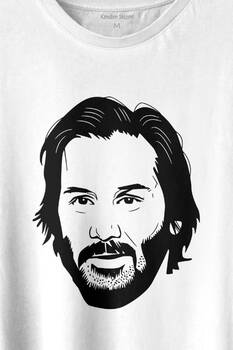 John Wick Keanu Reeves Charles Portre Silüeti Baskılı Tişört Unisex T-shirt - 2