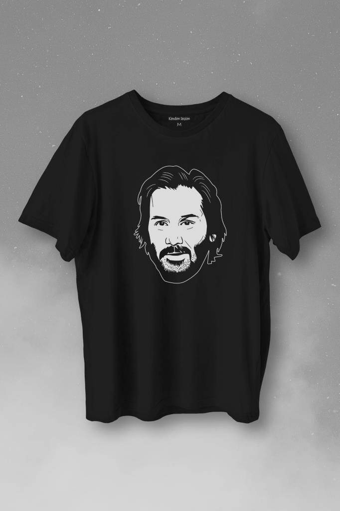 John Wick Keanu Reeves Charles Portre Silüeti Baskılı Tişört Unisex T-Shirt - 1