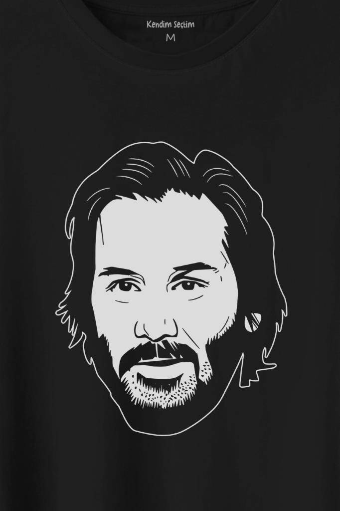John Wick Keanu Reeves Charles Portre Silüeti Baskılı Tişört Unisex T-Shirt - 2