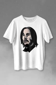 John Wick Keanu Reeves Charles Silhouette Baskılı Tişört Unisex T-shirt - 1