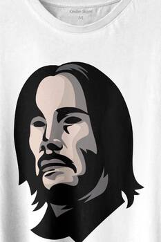 John Wick Keanu Reeves Charles Silhouette Baskılı Tişört Unisex T-shirt - 2