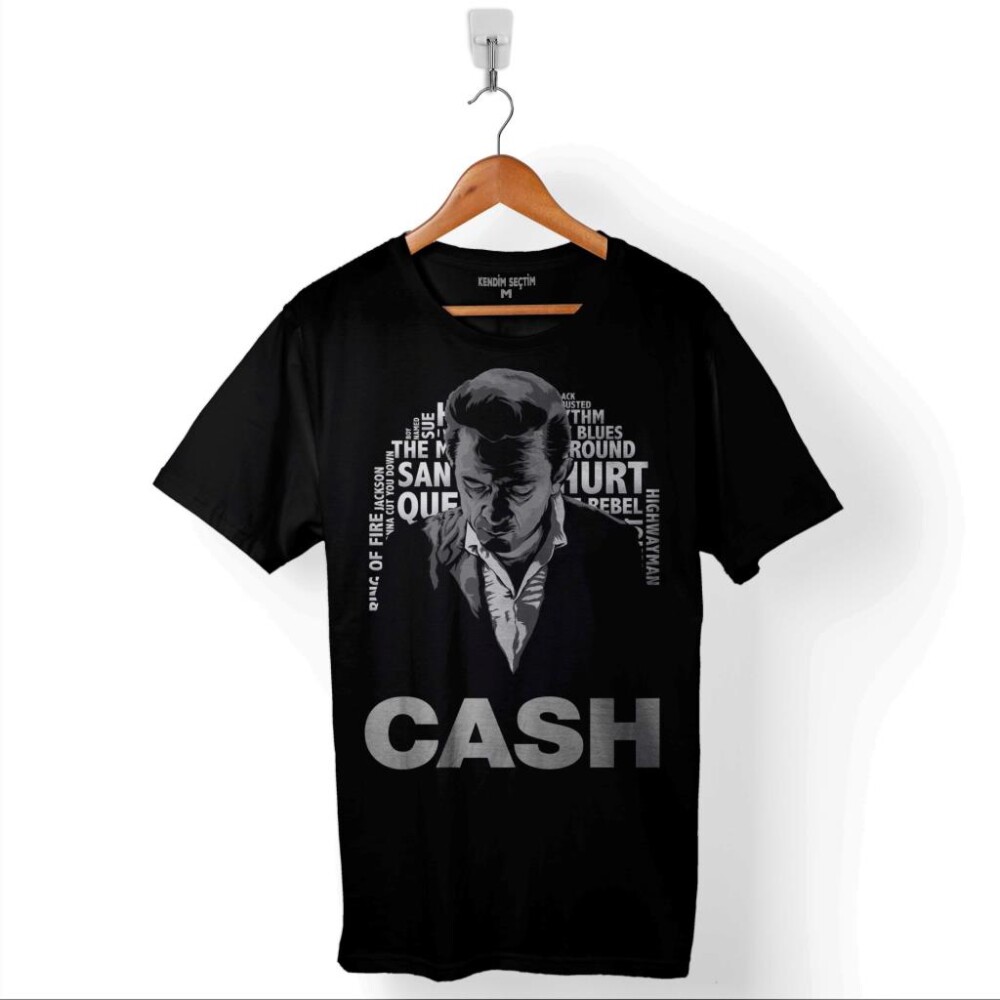 Johnny Cash Country Music She Used To Love Me Baskılı Tişört Unisex T-Shirt - 1