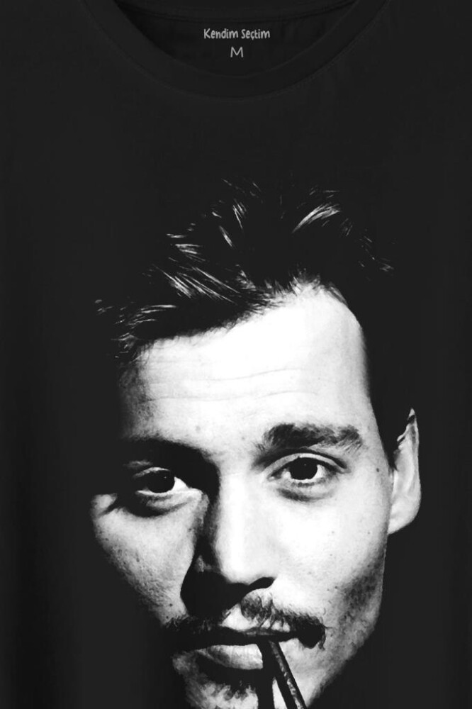 Johnny Depp Sigara Karayip Korsanları Slüet Baskılı Tişört Unisex T-Shirt (1)