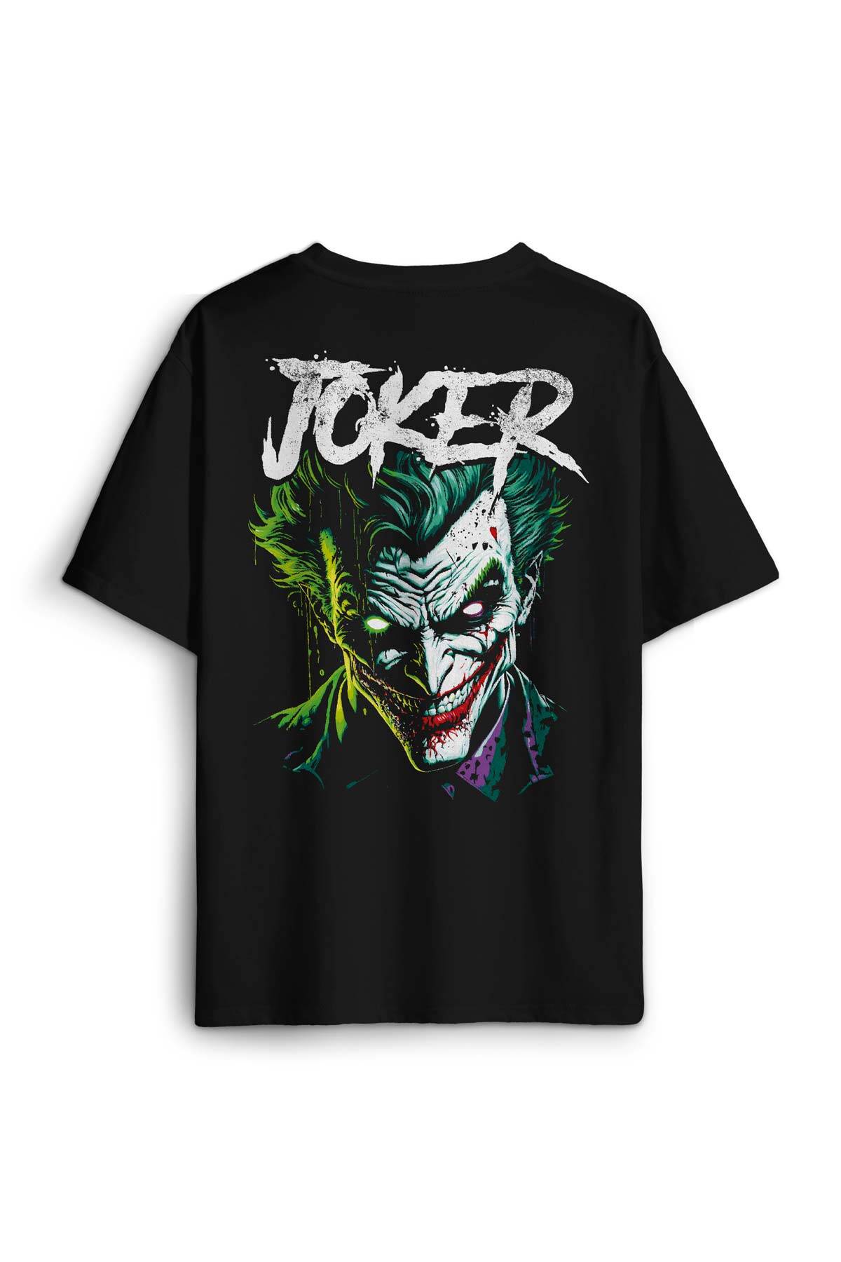 Joker Psikopat Gülüş Joker Film Movie Pamuklu Baskılı Oversize T-shirt Siyah Unisex Tişört (1)