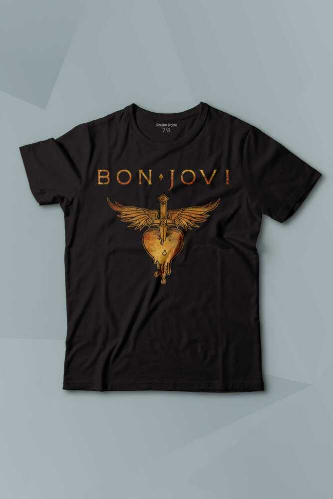 Jon Bon Jovi Music Gitar Rock Müzik Kısa Kollu Baskılı Çocuk Tişört Kısa Kollu - 1