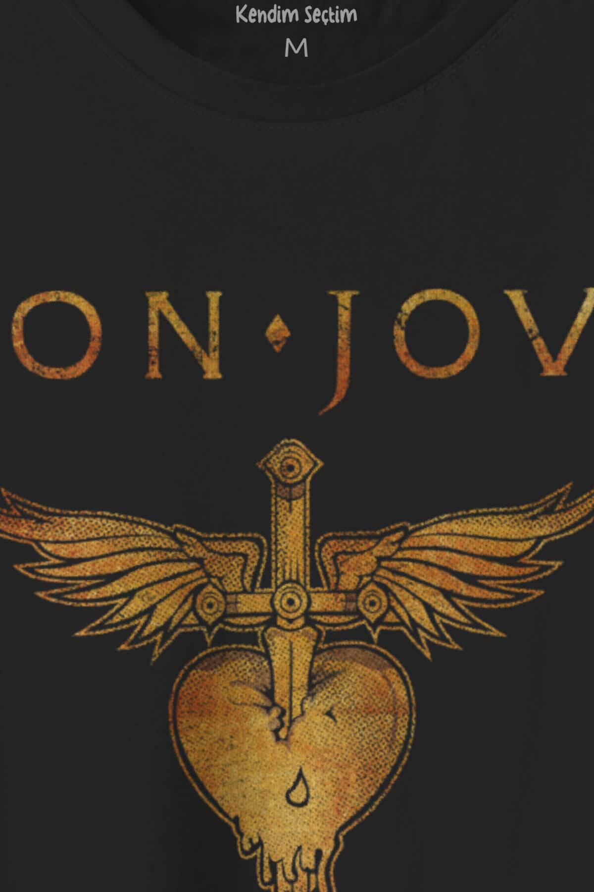 Jon Bon Jovi Music Gitar Rock Müzik Kısa Kollu Baskılı Tişört Unisex T-shirt - 2