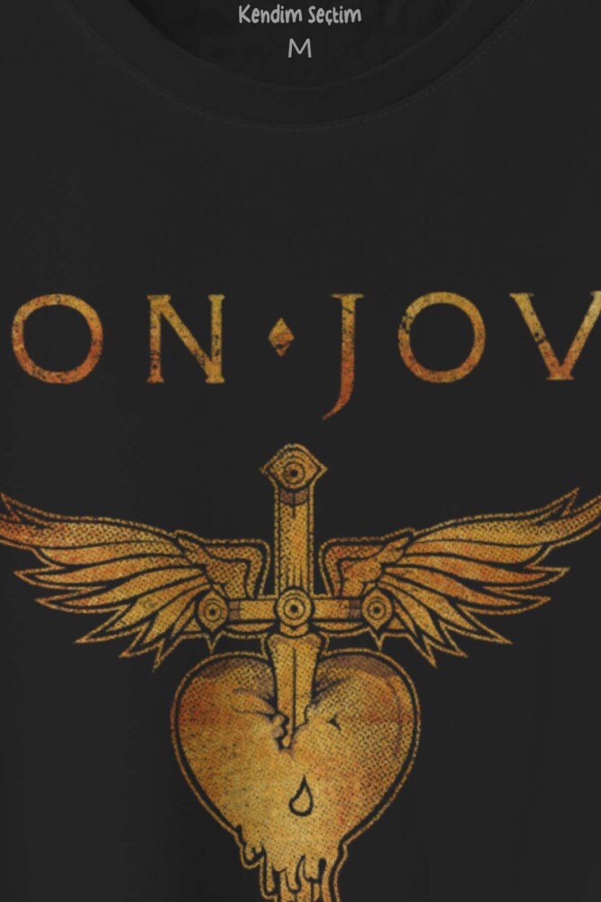 Jon Bon Jovi Music Gitar Rock Müzik Kısa Kollu Baskılı Tişört Unisex T-shirt - 2