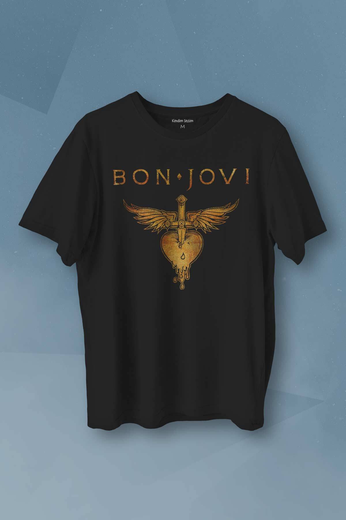 Jon Bon Jovi Music Gitar Rock Müzik Kısa Kollu Baskılı Tişört Unisex T-shirt - 1