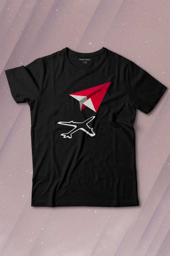 Kağıt Uçak Hayaller Hayatlar Fly Pilot Baskılı Tişört Çocuk T-shirt - 1