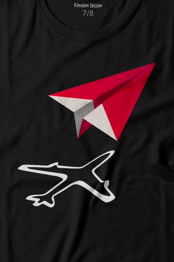 Kağıt Uçak Hayaller Hayatlar Fly Pilot Baskılı Tişört Çocuk T-shirt (1)