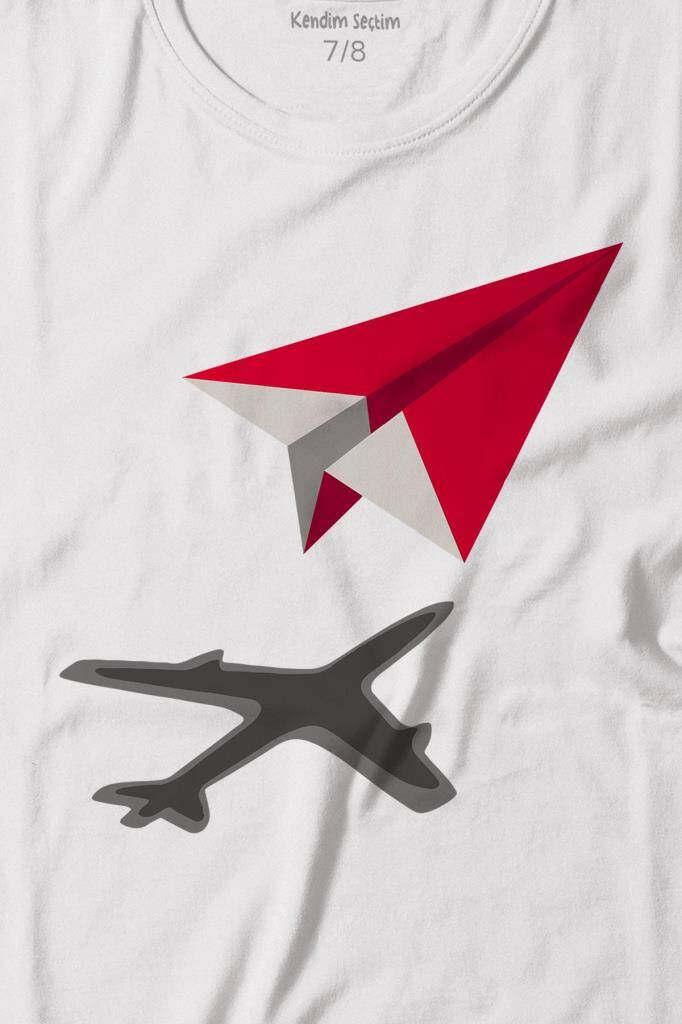 Kağıt Uçak Hayaller Hayatlar Fly Pilot Baskılı Tişört Çocuk T-shirt (1)