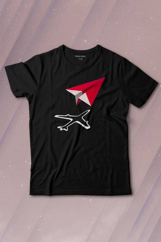 Kağıt Uçak Hayaller Hayatlar Fly Pilot Baskılı Tişört Çocuk T-shirt - 1
