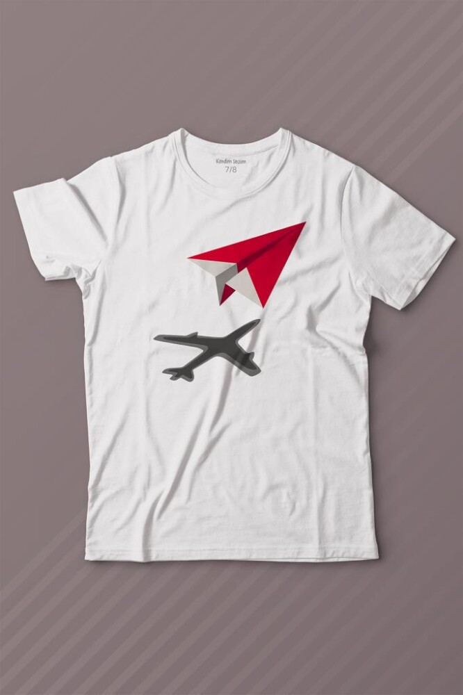 Kağıt Uçak Hayaller Hayatlar Fly Pilot Baskılı Tişört Çocuk T-shirt - KENDİM SEÇTİM