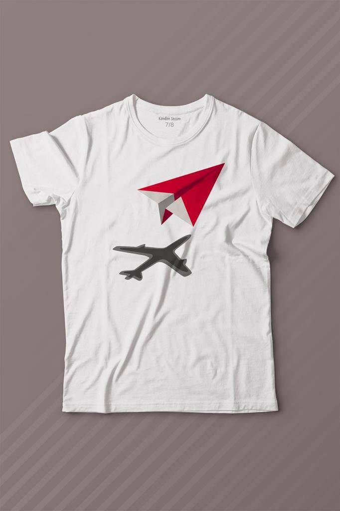 Kağıt Uçak Hayaller Hayatlar Fly Pilot Baskılı Tişört Çocuk T-shirt - 1
