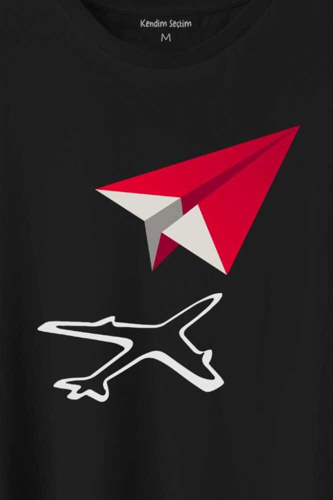 Kağıt Uçak Hayaller Hayatlar Fly Pilot Baskılı Tişört Unisex T-Shirt - 2