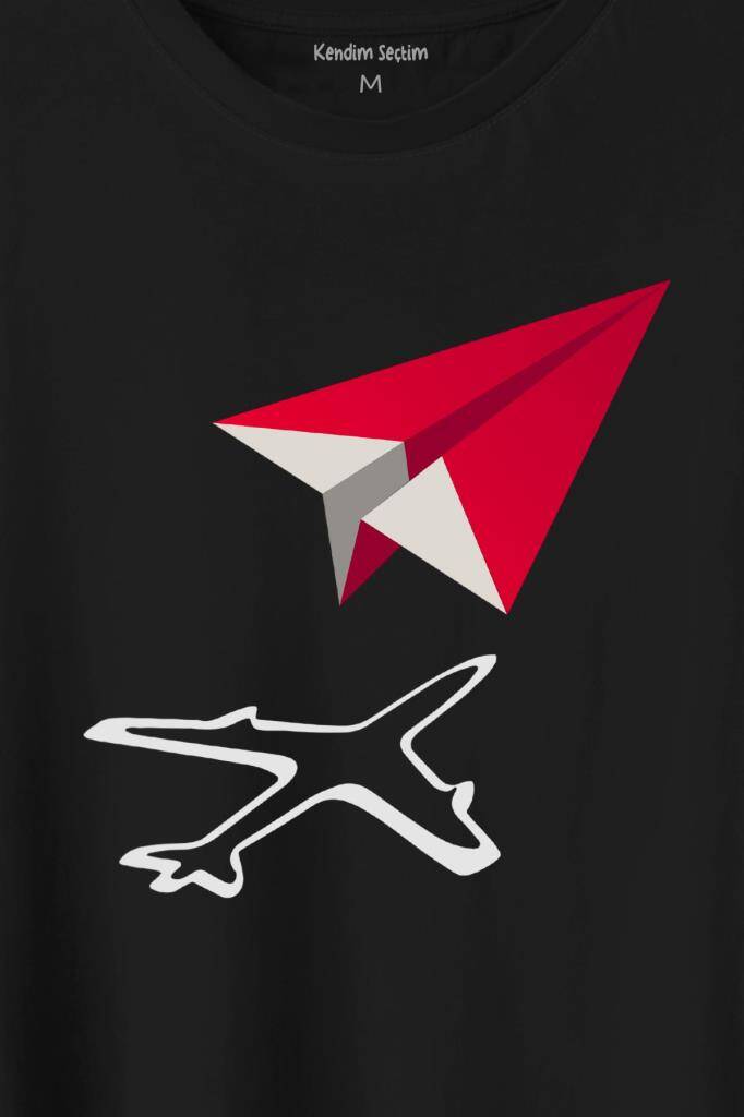 Kağıt Uçak Hayaller Hayatlar Fly Pilot Baskılı Tişört Unisex T-Shirt (1)