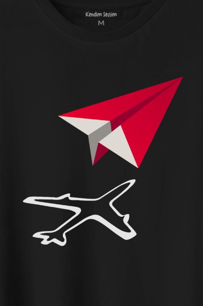 Kağıt Uçak Hayaller Hayatlar Fly Pilot Baskılı Tişört Unisex T-Shirt - 2