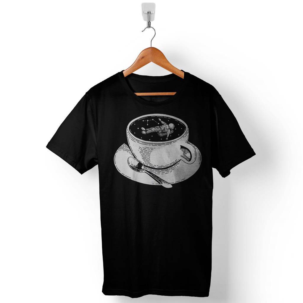 Kahve İçinde Astronot Uzay Nasa Coffee Baskılı Tişört Unisex T-Shirt - 1