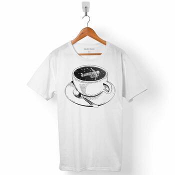 KAHVE İÇİNDE ASTRONOT UZAY NASA COFFEE ERKEK TİŞÖRT - 1