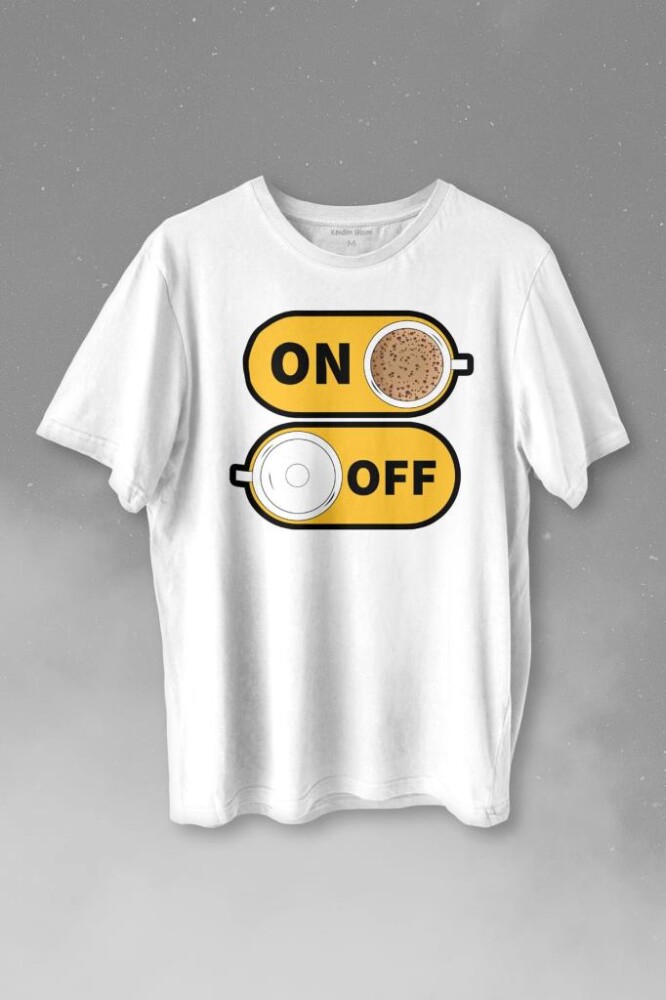 Kahve On Off Coffee Baskılı Tişört Unisex T-shirt - 1