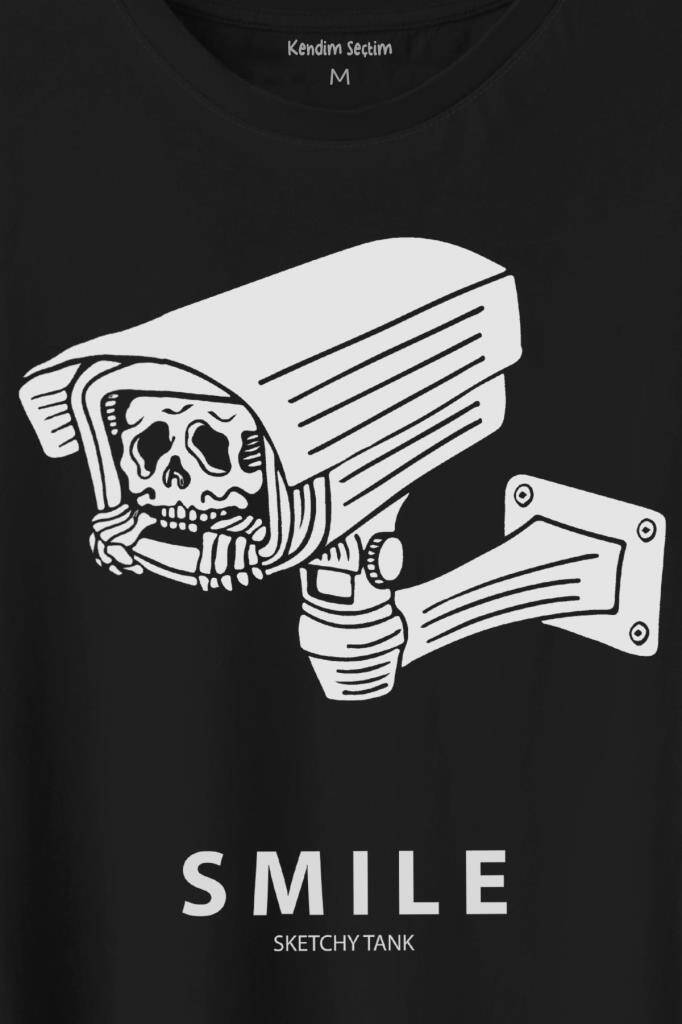 Kamera Smile Selfie Big Brother Baskılı Tişört Unisex T-Shirt - 2