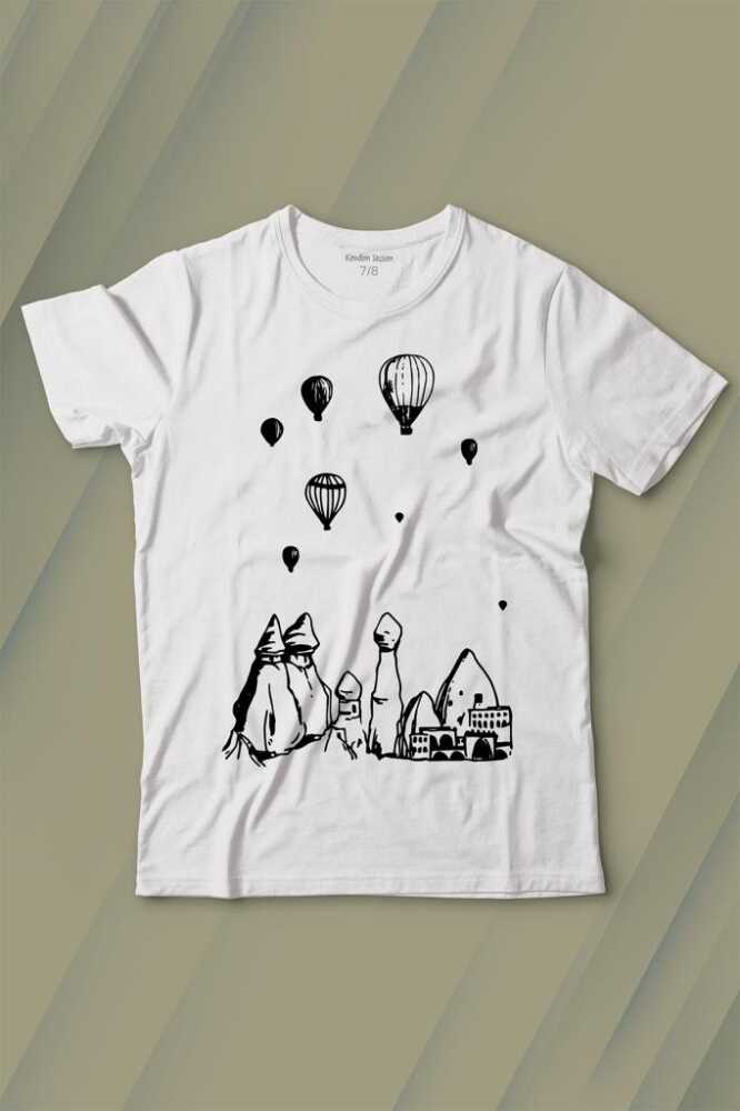 Kapadokya Nevşehir Peri Bacaları Cappadocia Baskılı Tişört Çocuk T-shirt - 1