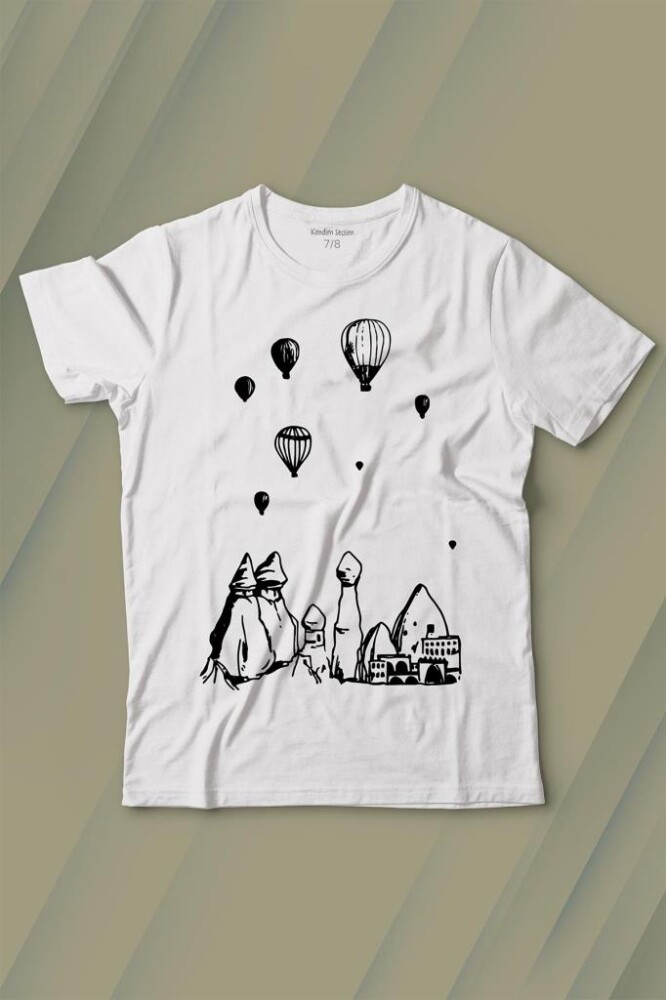 Kapadokya Nevşehir Peri Bacaları Cappadocia Baskılı Tişört Çocuk T-shirt - KENDİM SEÇTİM