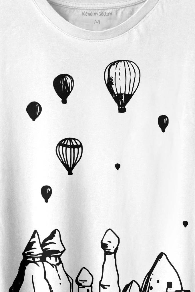 Kapadokya Nevşehir Peri Bacaları Cappadocia Baskılı Tişört Unisex T-shirt (1)