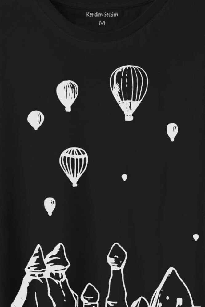 Kapadokya Nevşehir Peri Bacaları Cappadocia Baskılı Tişört Unisex T-Shirt - 2