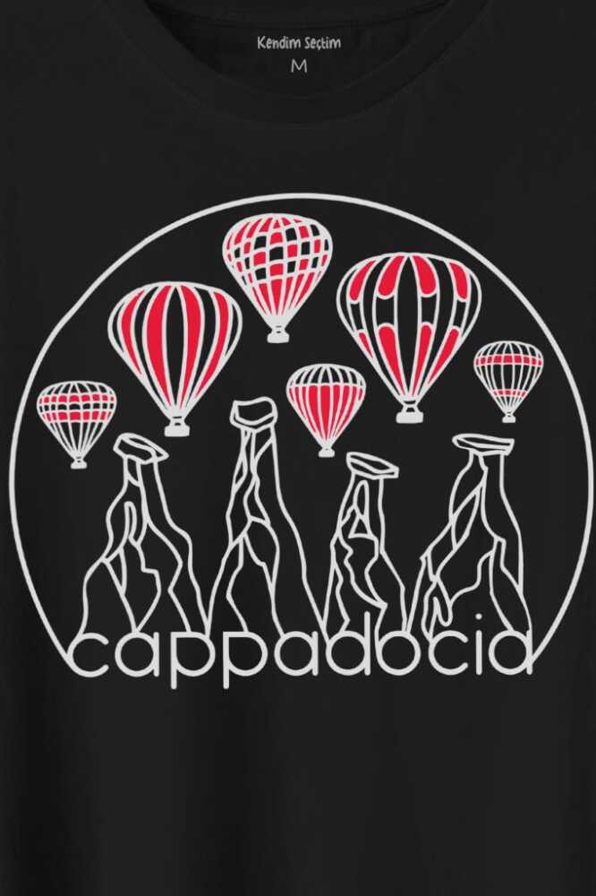 Kapadokya Nevşehir Peri Pacaları Cappadocia Baskılı Tişört Unisex T-Shirt - 2