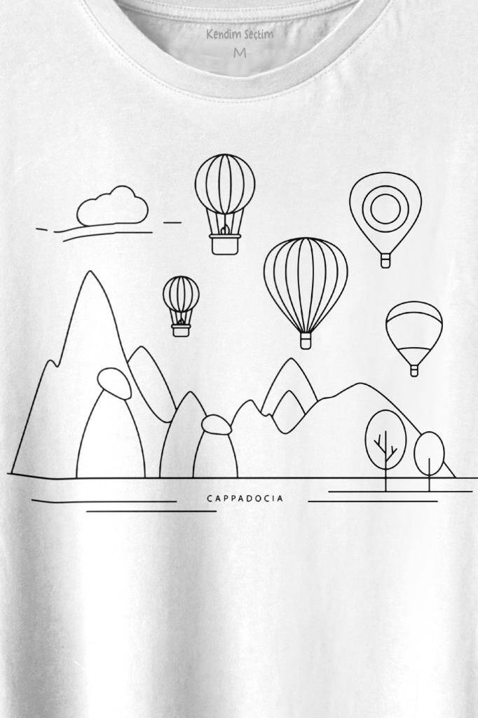 Kapadokya Nevşehir Peri Pacaları Cappadocia Baskılı Tişört Unisex T-shirt (1)