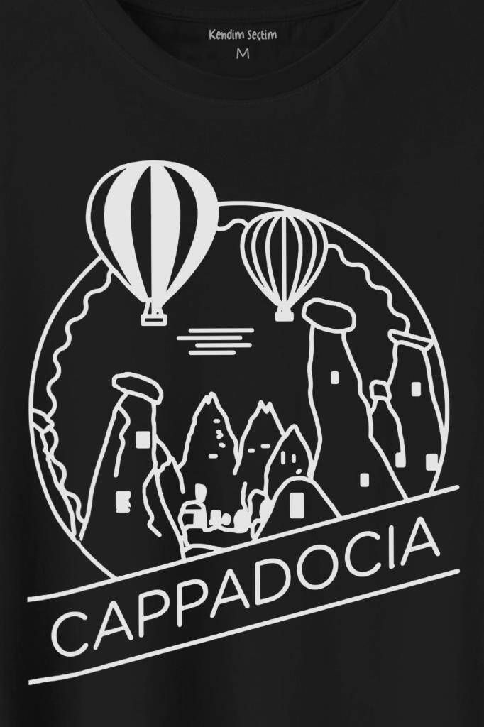 Kapadokya Nevşehir Peri Pacaları Cappadocia Baskılı Tişört Unisex T-Shirt - 2