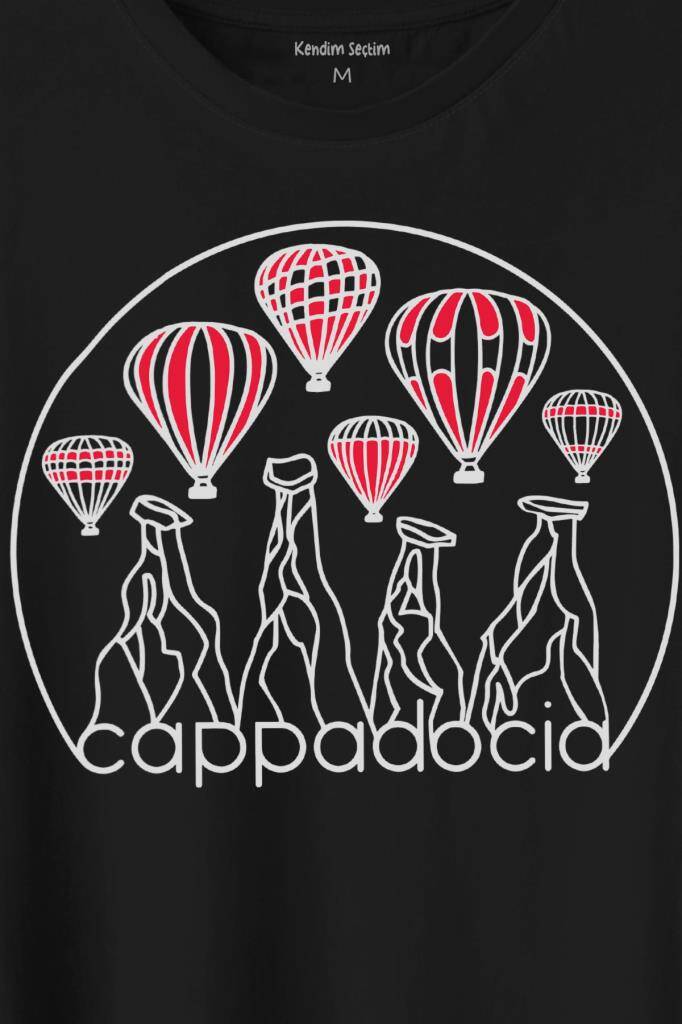 Kapadokya Nevşehir Peri Pacaları Cappadocia Baskılı Tişört Unisex T-Shirt - 2