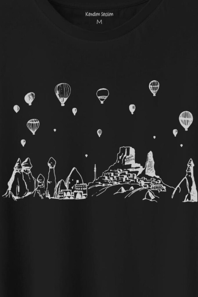 Kapadokya Nevşehir Peri Pacaları Cappadocia Baskılı Tişört Unisex T-Shirt - 2