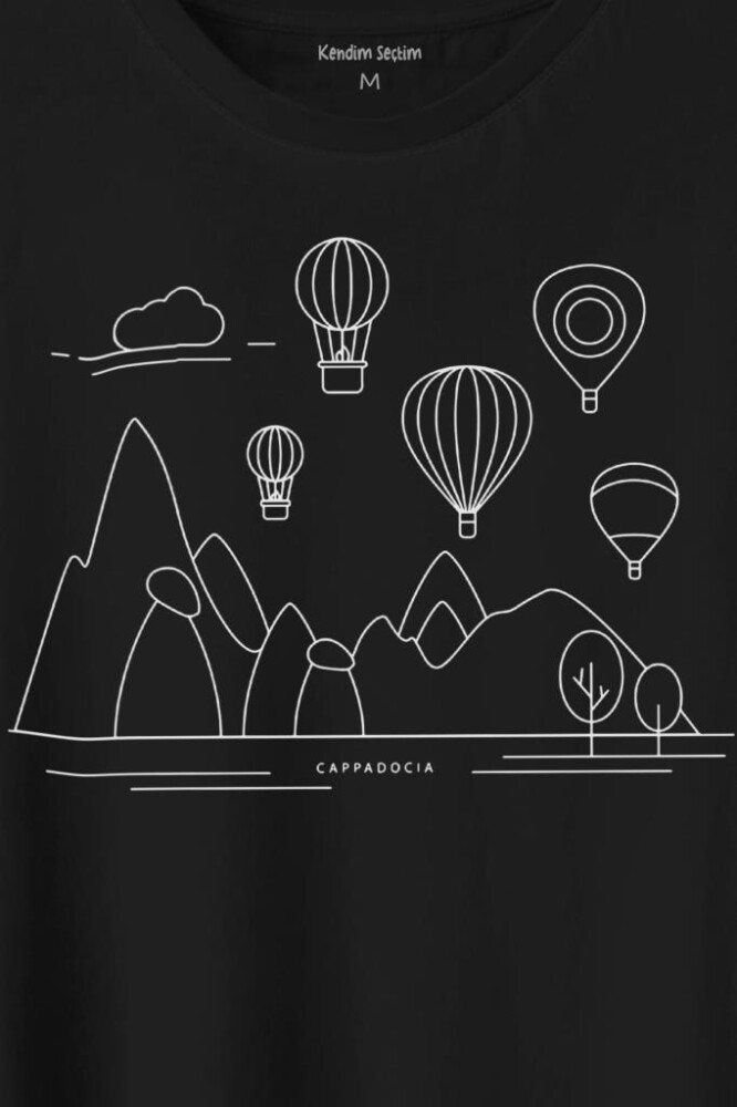 Kapadokya Nevşehir Peri Pacaları Cappadocia Baskılı Tişört Unisex T-Shirt - 2