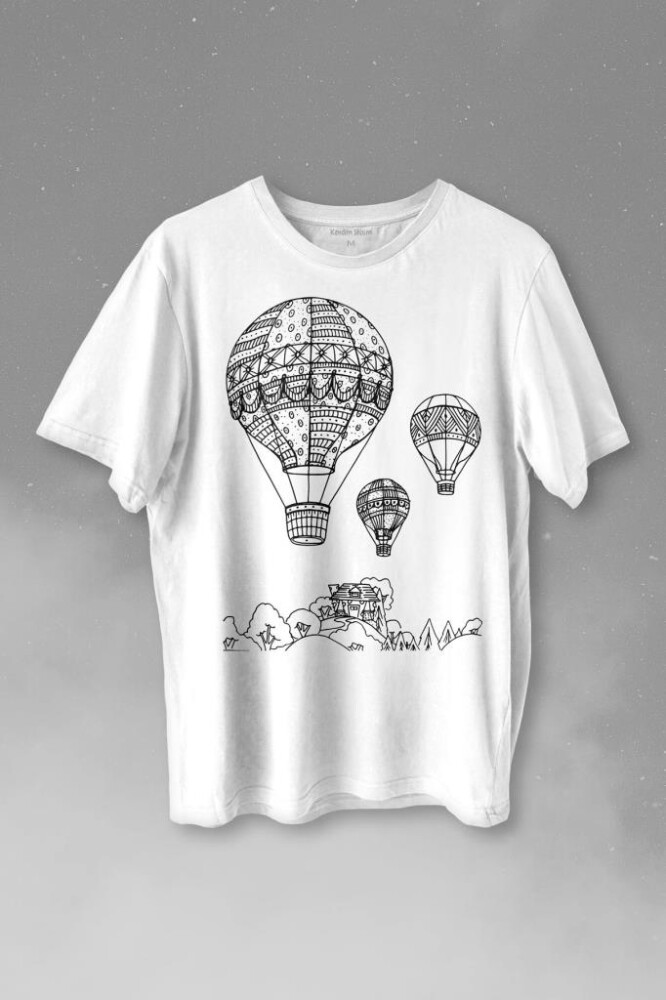 Kapadokya Nevşehir Peri Pacaları Cappadocia Baskılı Tişört Unisex T-shirt - 1