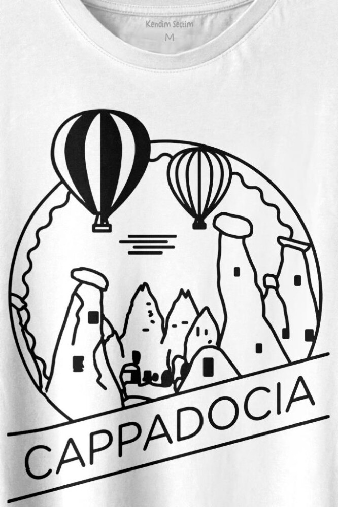 Kapadokya Nevşehir Peri Pacaları Cappadocia Baskılı Tişört Unisex T-shirt - 2