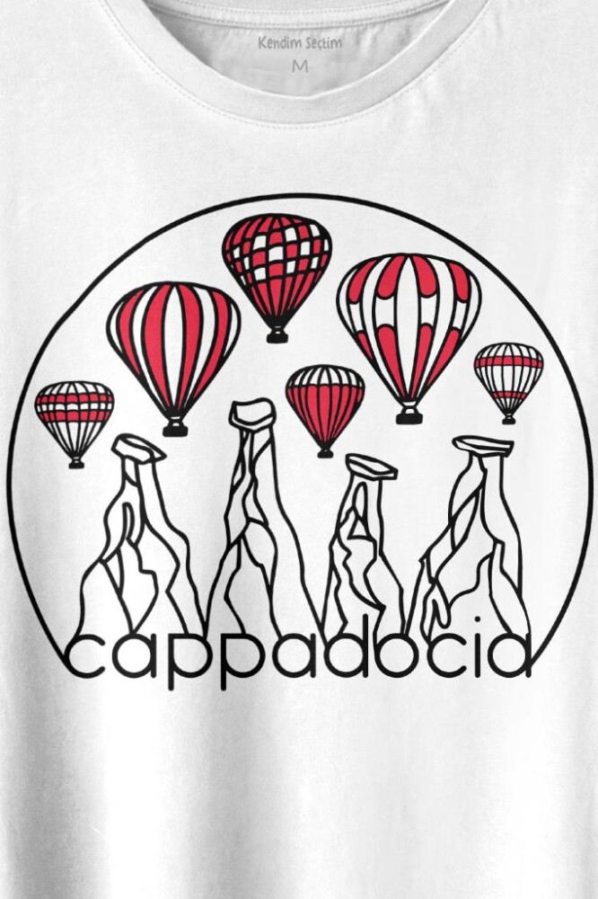 Kapadokya Nevşehir Peri Pacaları Cappadocia Baskılı Tişört Unisex T-shirt - 2