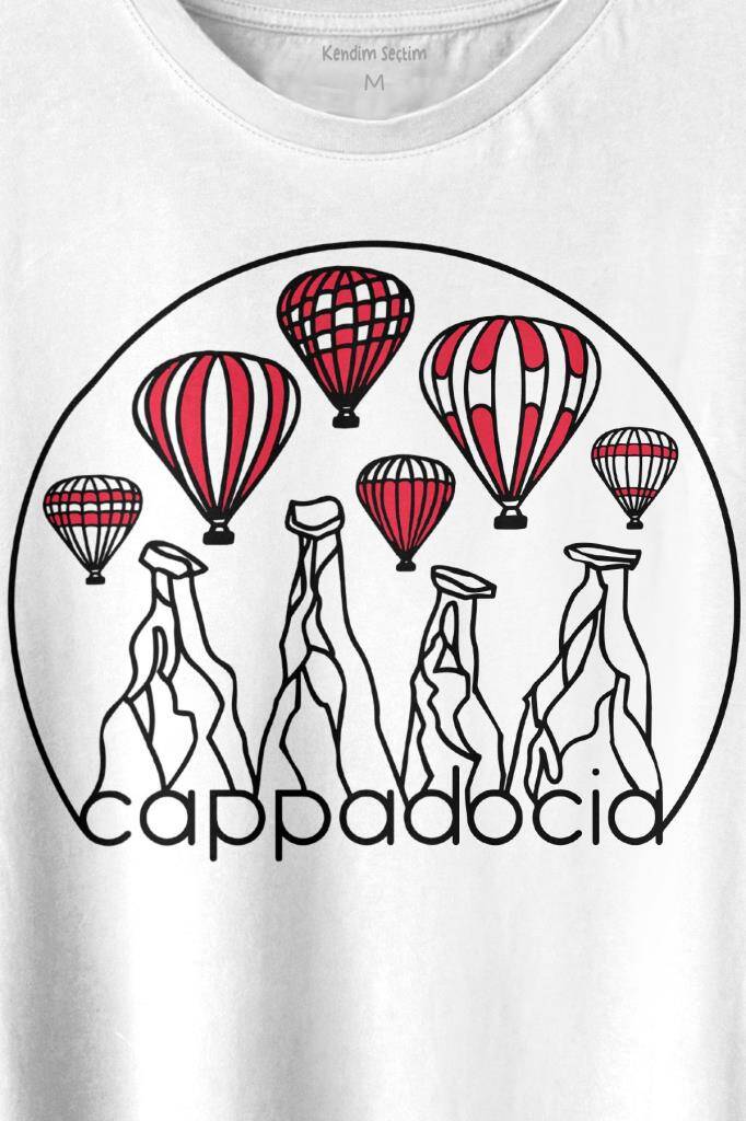 Kapadokya Nevşehir Peri Pacaları Cappadocia Baskılı Tişört Unisex T-shirt (1)