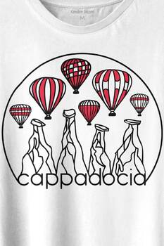 Kapadokya Nevşehir Peri Pacaları Cappadocia Baskılı Tişört Unisex T-shirt - 2