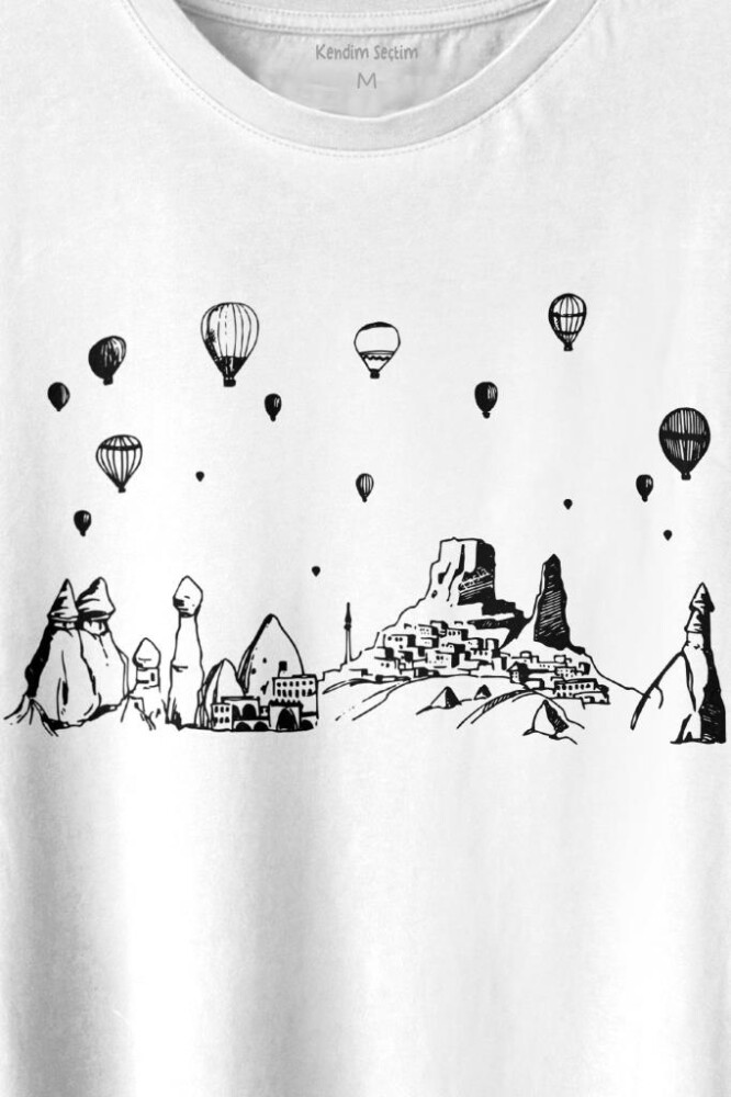 Kapadokya Nevşehir Peri Pacaları Cappadocia Baskılı Tişört Unisex T-shirt - 2