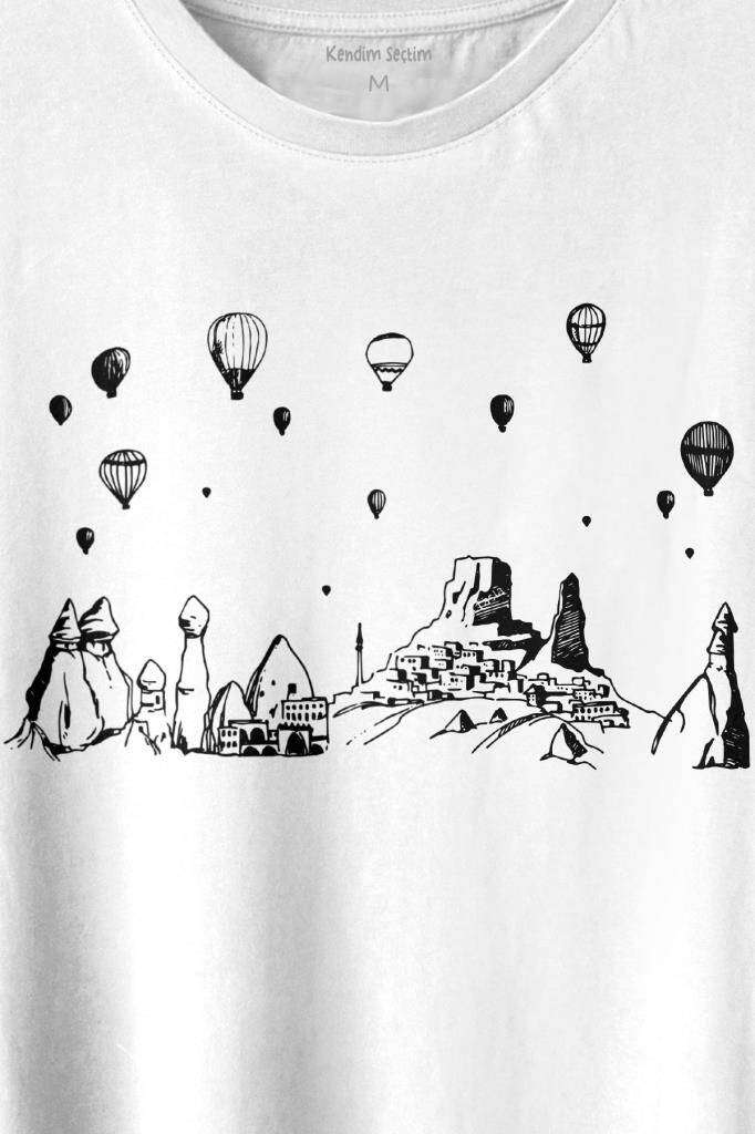 Kapadokya Nevşehir Peri Pacaları Cappadocia Baskılı Tişört Unisex T-shirt (1)
