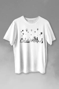 Kapadokya Nevşehir Peri Pacaları Cappadocia Baskılı Tişört Unisex T-shirt - 1