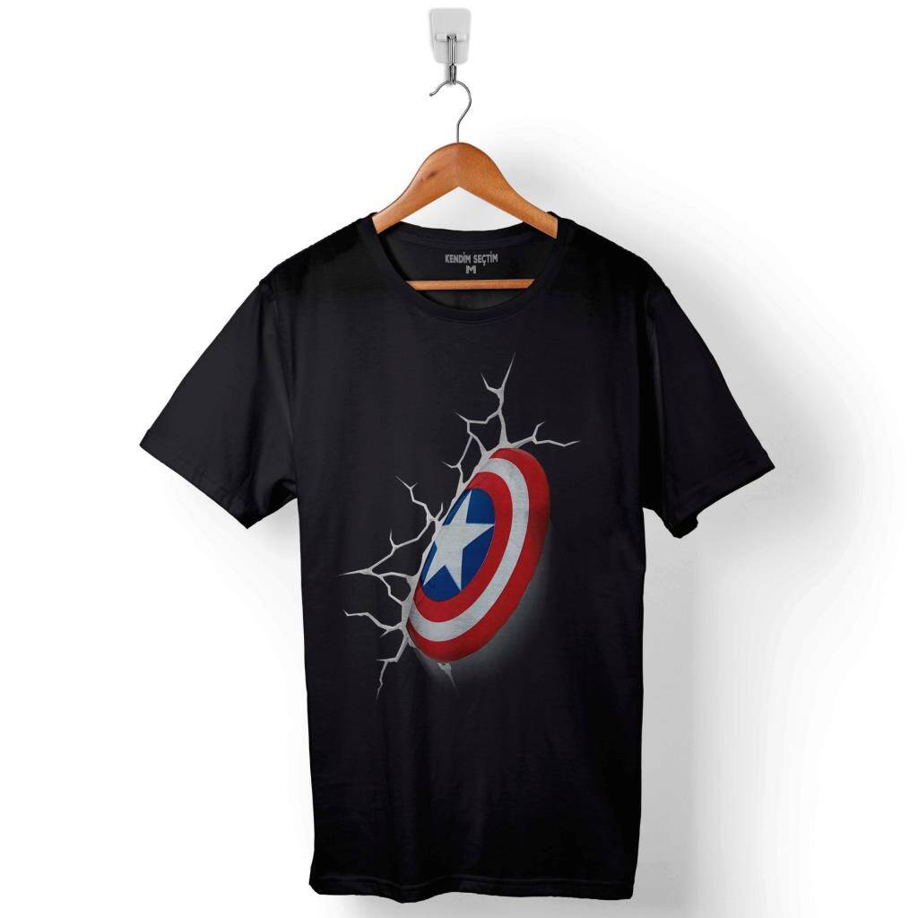 Kaptan Amerika Captain America 3D 3 Boyutlu Baskılı Tişört Unisex T-Shirt - 1