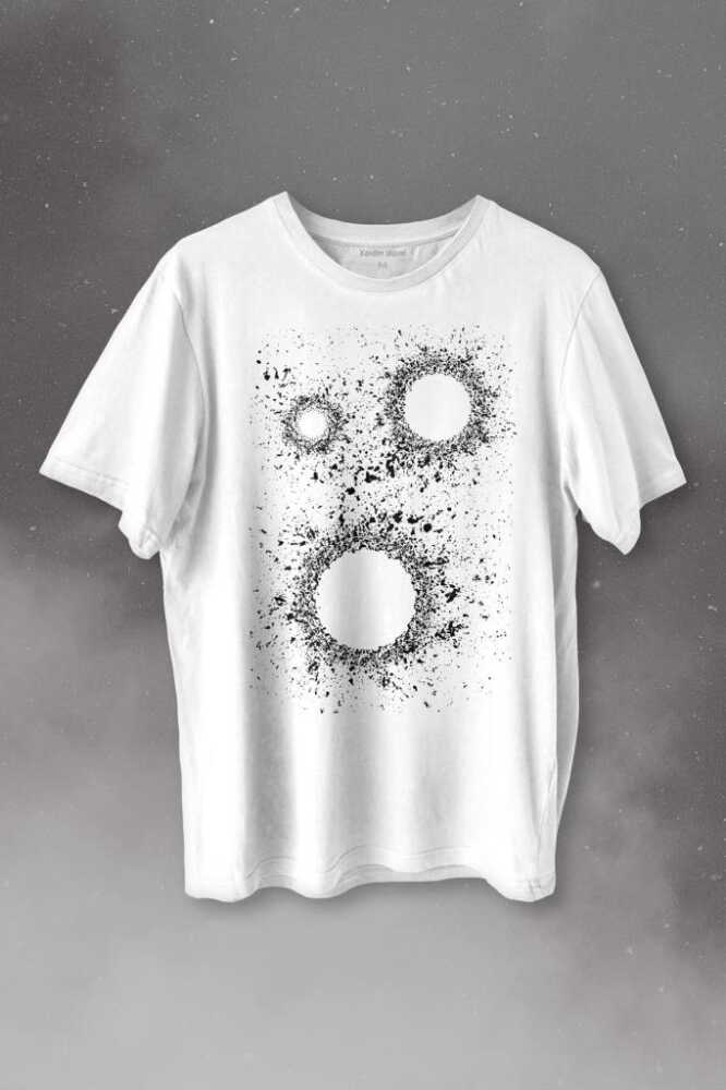 Kara Delik Uzay Zaman Galaksi Karadelikler Cosmos Kümesi Baskılı Tişört Unisex T-shirt - 1